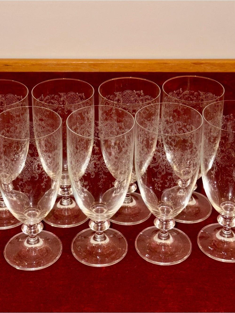 Vintage Fostoria Glass Etched Buttercup 6030 Footed Tumbler Goblet 5 oz 8 Pc Set